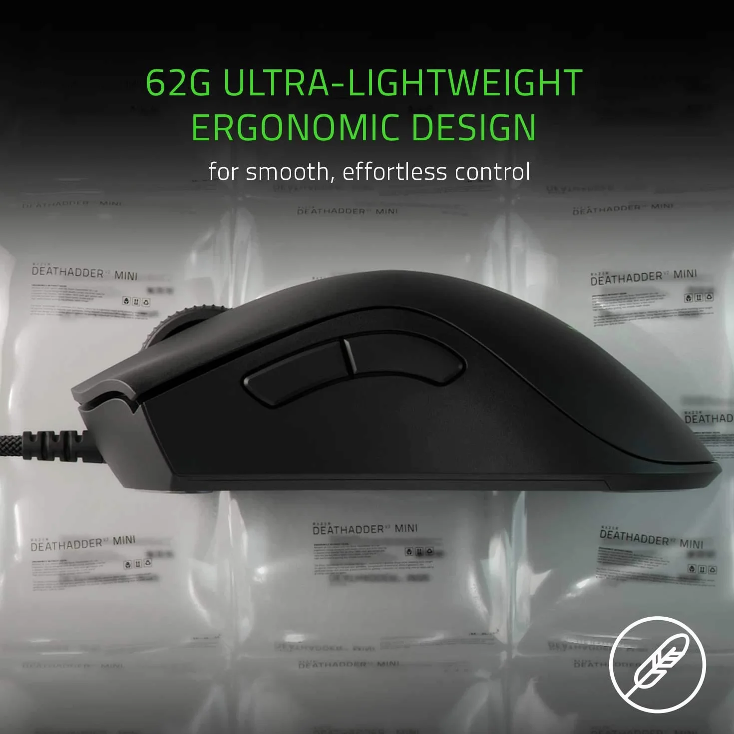 Razer DeathAdder V2 Mini - przewodowa mysz USB do gier z optycznymi przełącznikami myszy (ultralekka 61 g, kabel Speedflex, czujnik optyczny 8500 DPI, optyczny przełącznik myszy) Czarny