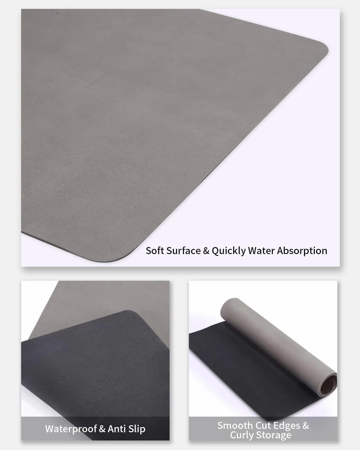 Mata łazienkowa antypoślizgowa 40x60cm z mikrofibry szybkoschnąca szara