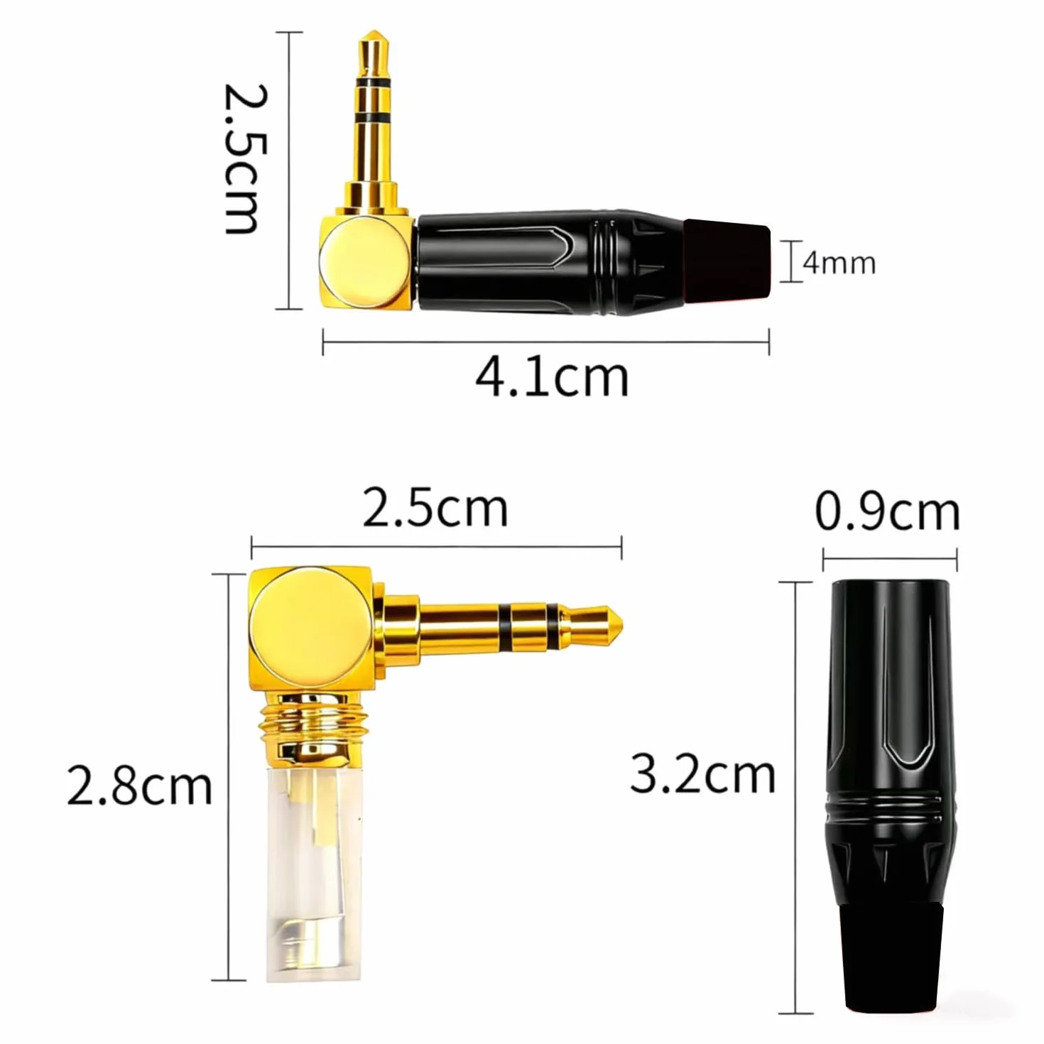 RUNCCI-YUN 2 szt. wtyczka jack 3,5 mm TRS lutowanie stereo, 3,5 mm wtyczka jack 3-biegunowa, Audio Jack DIY AUX naprawa lutowania, (czarny + czerwony)