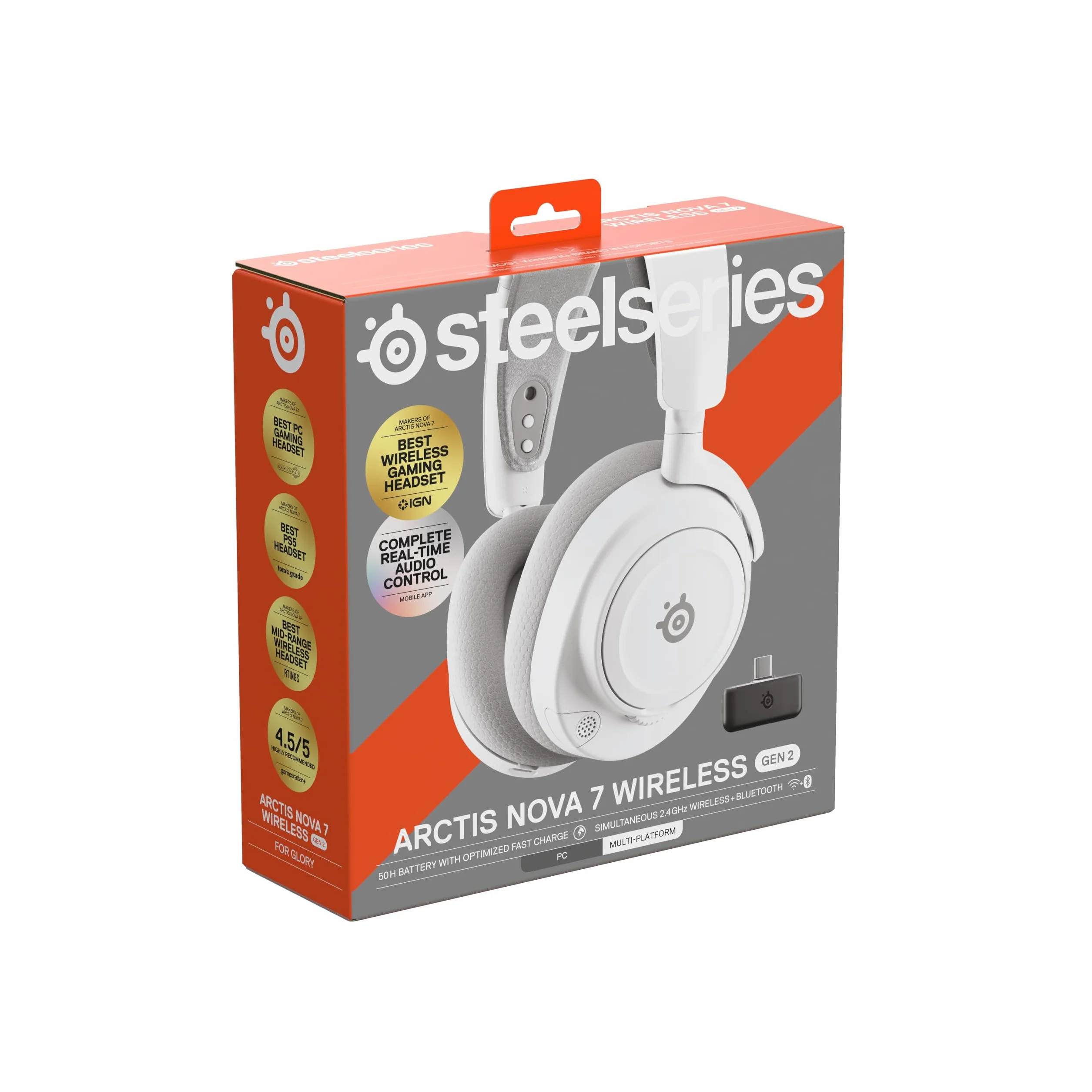 SteelSeries Arctis Nova 7 Wireless Gen 2 do gier, 50H, przetworniki neodymowe, 2,4 GHz/Bluetooth, PC, PS5, Switch