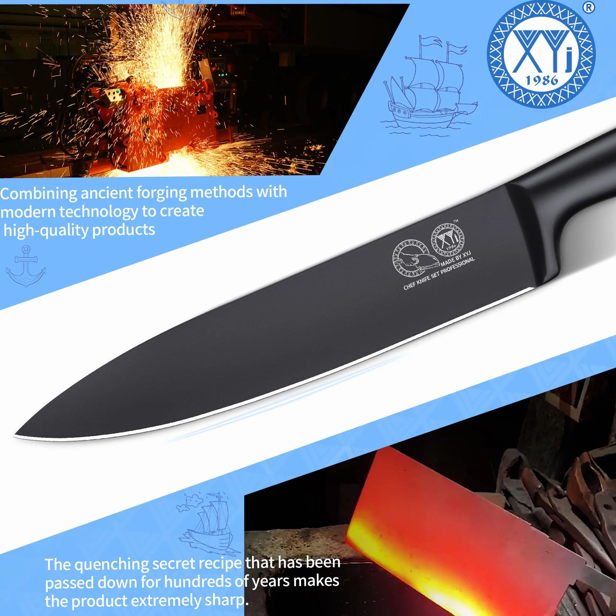 XYJ Japanese Chef Knife Stainless Steel,8 Inch,Razor-Sharp Professional Kitchen Knife Cutlery,Ergonomic Handle,Slicing Cooking Chefs Knife With Sheath Case