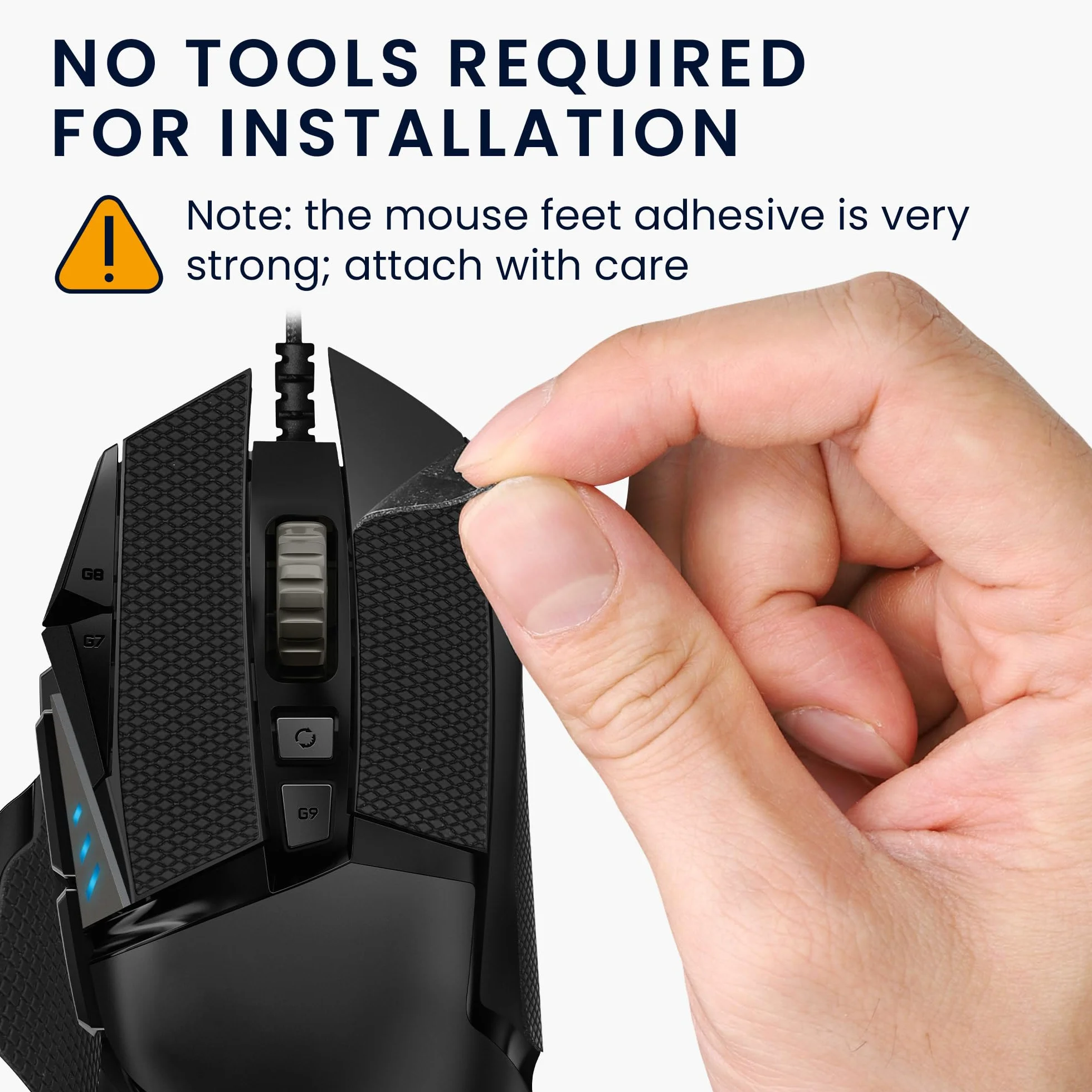 kwmobile Taśma chwytna na mysz kompatybilna z Logitech G502 Grip Tape - antypoślizgowa sztuczna skóra - czarna