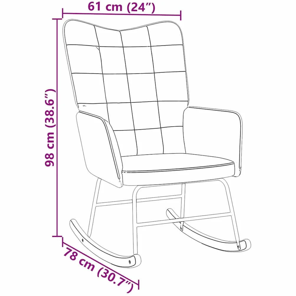 vidaXL Krzesło bujane, brązowe, aksamitne, do salonu, do relaksu, z aksamitu, z aksamitu