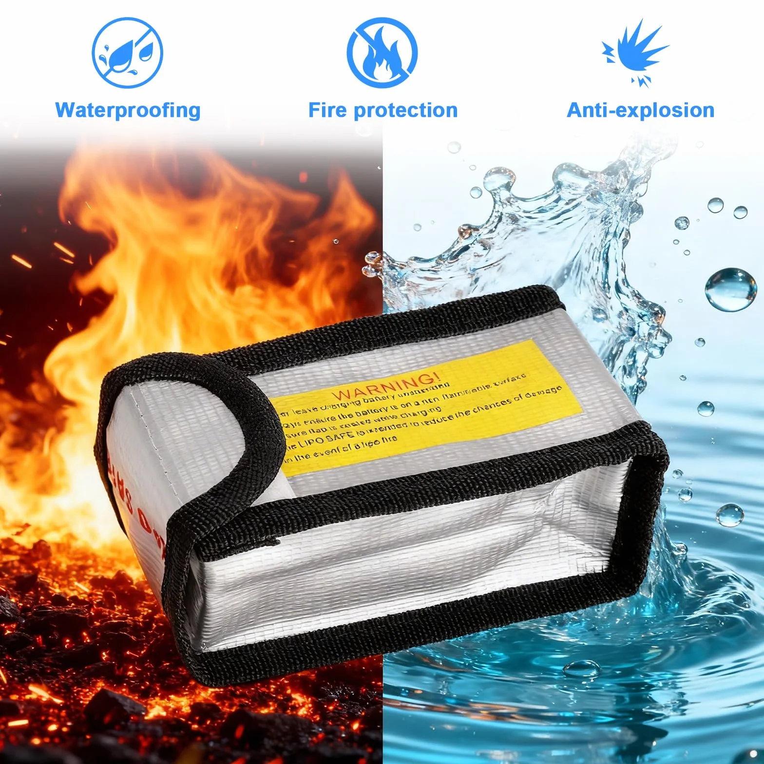 Lipo Safe Bag 3 sztuki – ognioodporna torba na baterie litowe, kompaktowa torba lipo z bezpiecznym zamknięciem, etui ochronne na baterie do bezpiecznego ładowania, przechowywania i transportu