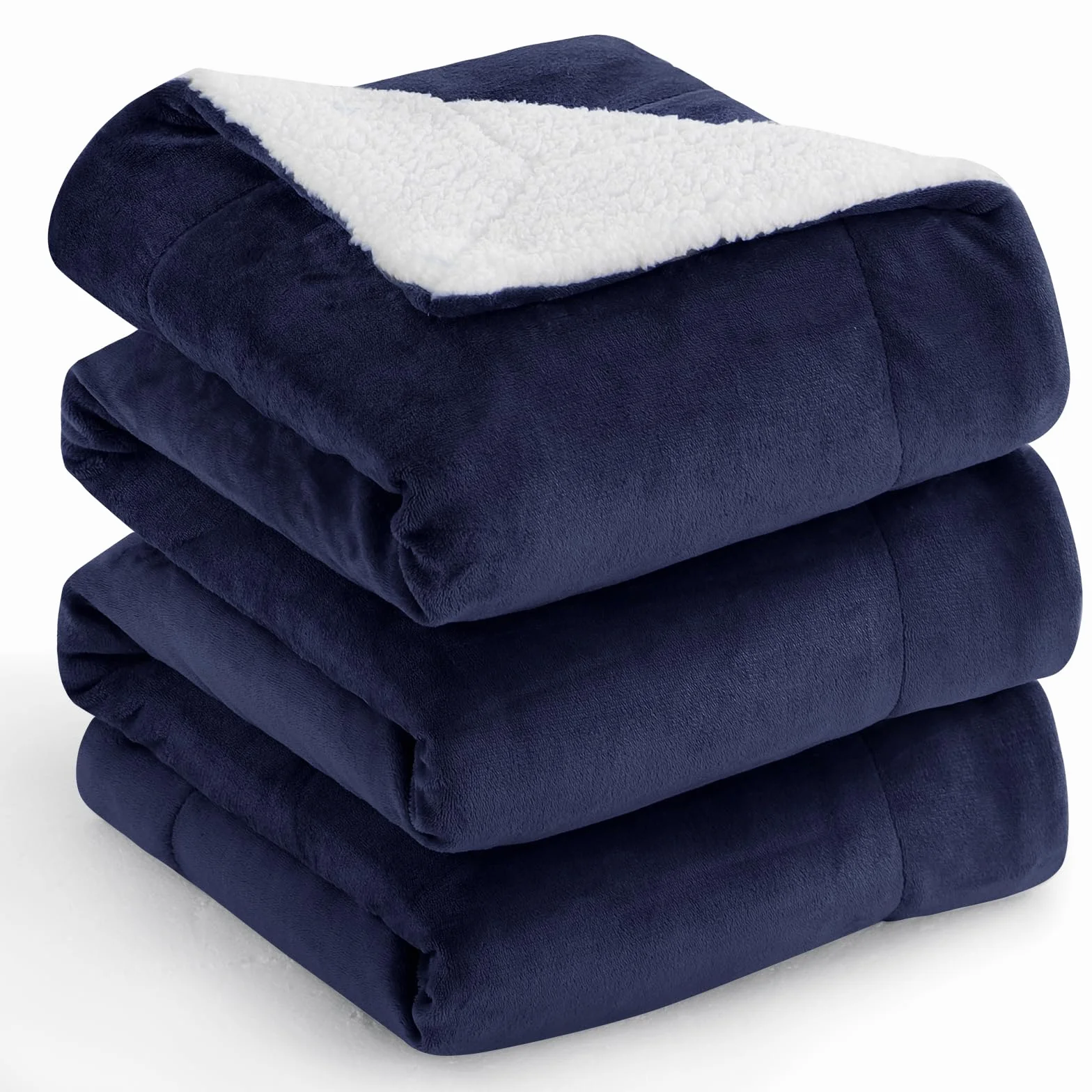 Aisbo Koc polarowy sherpa 220x240 cm granatowy