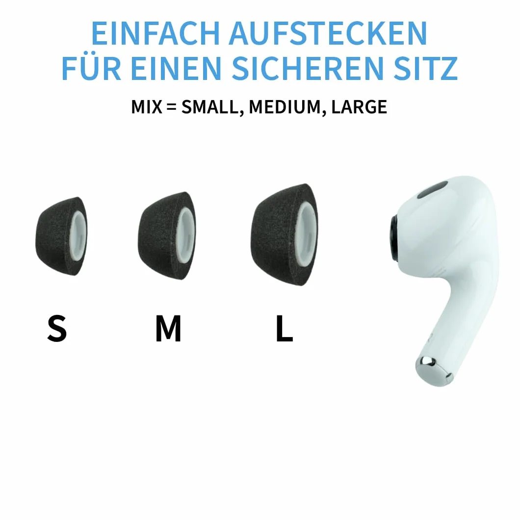 Comply TrueGrip MAX wymienne zatyczki do uszu z pianki z pamięcią kształtu do Apple AirPods Pro (3 generacji), technologia SmartSkin, doskonała izolacja akustyczna, czarne, rozmiar L, 3 pary