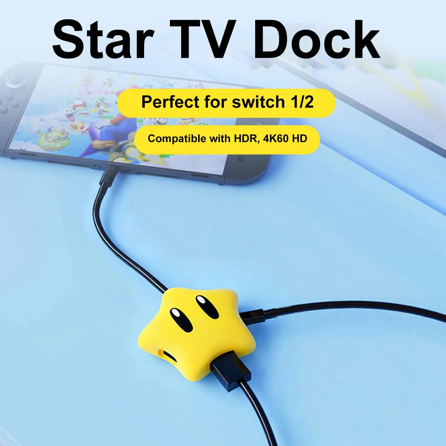 RREAKA Stacja dokująca Switch2 do Nintendo Switch 2 i 1, adapter gwiazdkowy z 4K przy 60 Hz, port USB 3.0, ładowanie typu C 100 W, światło LED, przenośna stacja dokująca Star, do przełącznika 1/2