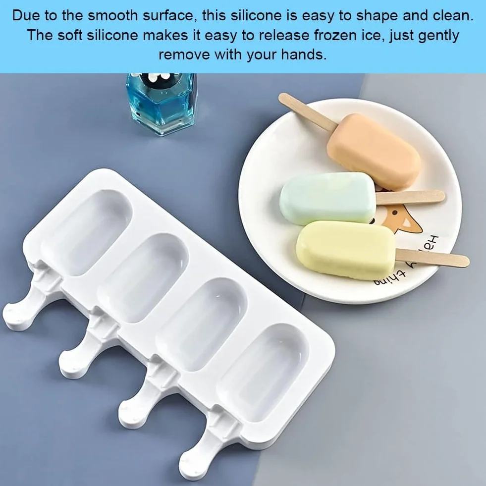 2 formy do lodów, formy do lodów wielokrotnego użytku, formy do lodów, Ice Pop Mold, Popsicle Ice Maker, silikonowa forma do lodów DIY z szczotką do czyszczenia i 100 patyczkami