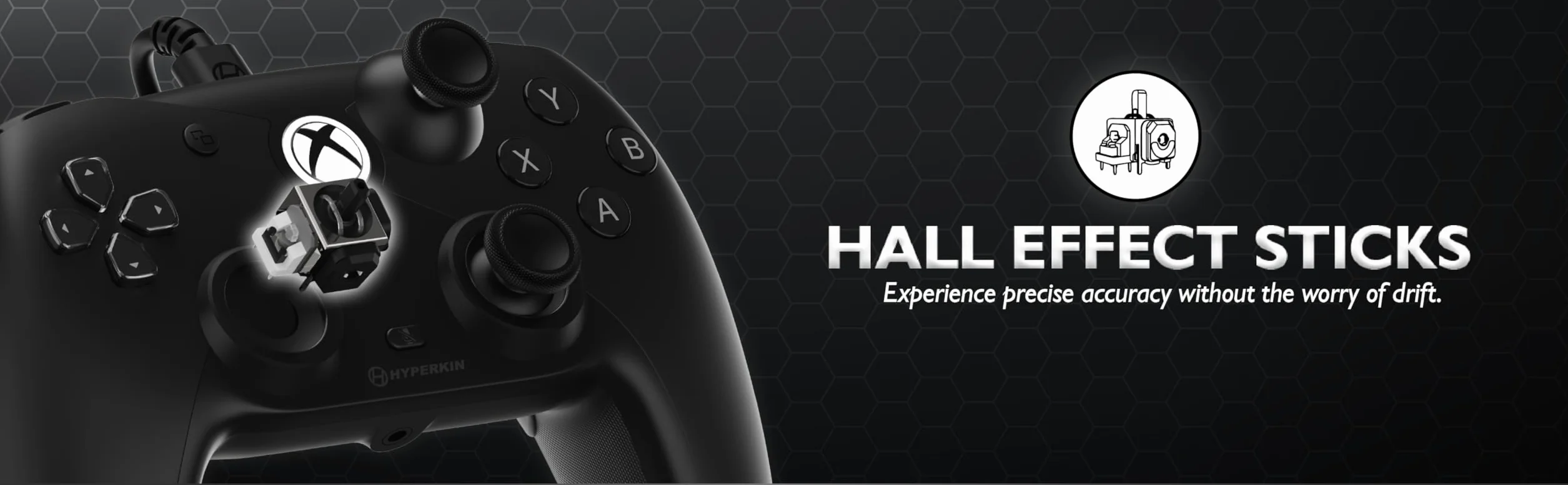 Hyperkin Przewodowy kontroler do Xbox Series X|S, Xbox One, PC - joysticki z efektem halowym, wyzwalacze impulsowe, USB-C, anty-drift, precyzyjny D-pad, ergonomiczny