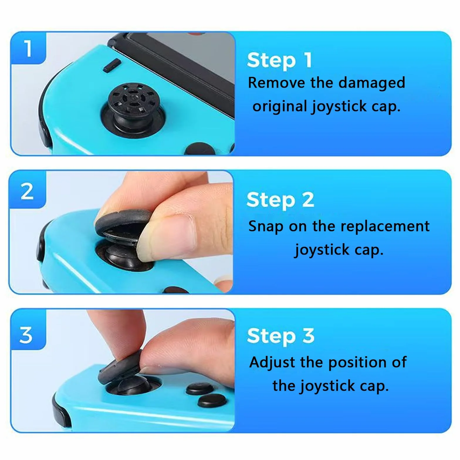 Vauki 20 sztuk Silikonowe nakładki na joysticka do Nintendo Switch, antypoślizgowe uchwyty na kciuki – kompatybilne z Switch OLED i kontrolerami Joy-Con, części zamienne do naprawy bez demontażu