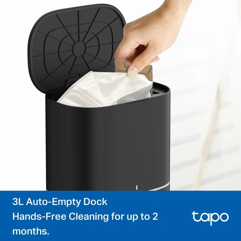 TP-Link Tapo RV20 Max Plus – Robot odkurzająco-mopujący 5300Pa z automatycznym opróżnianiem, nawigacją LiDAR, mapowaniem pięter, sterowaniem aplikacją i głosem – idealny do sierści i twardych podłóg