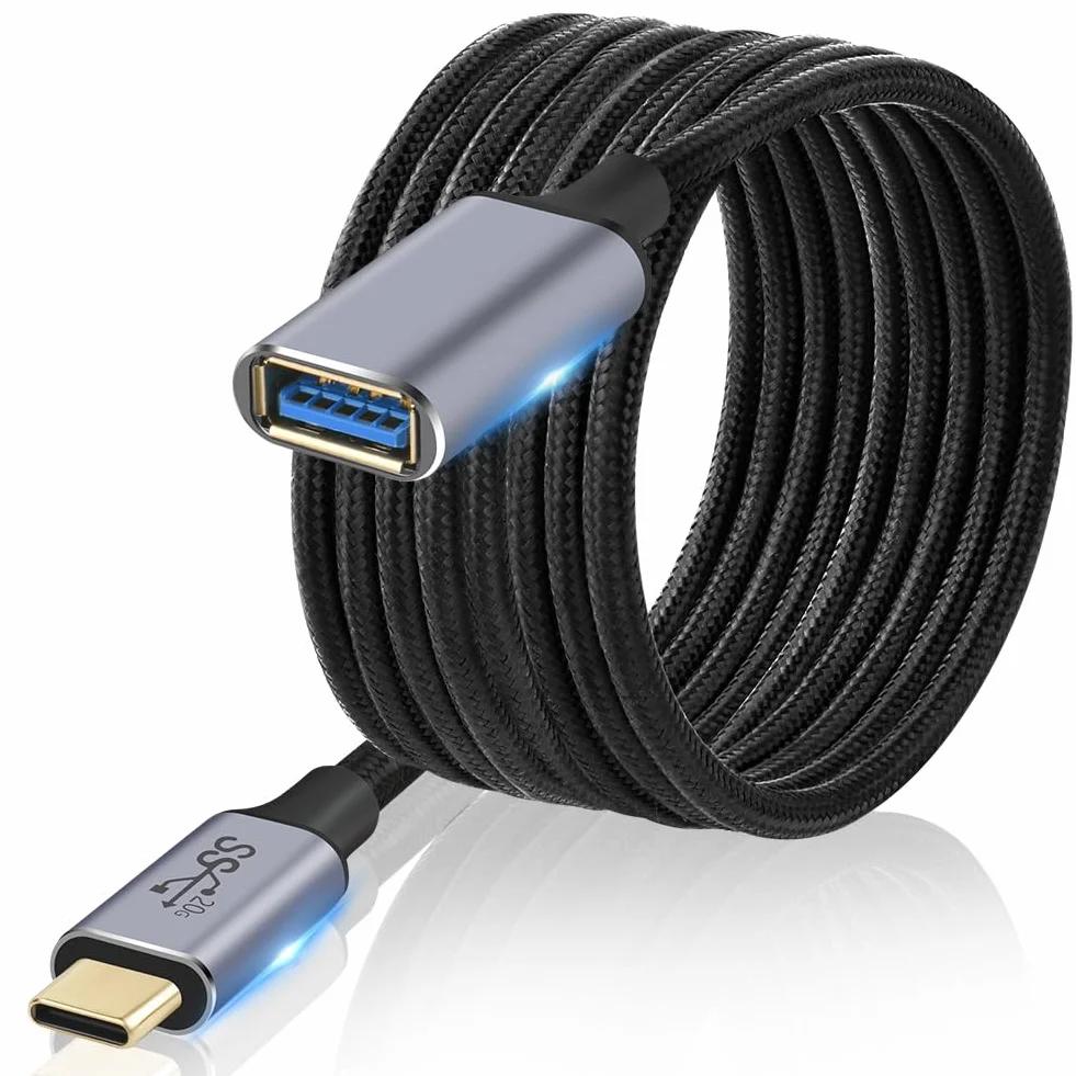 AXFEE Adapter USB C na USB 3.0, 2M USB typ C męski na żeński kabel OTG, kompatybilny z iPhone 16 Pro Max/15 Pro Max, iPad Pro, MacBook Pro/Air, Galaxy S24/S23 Ultra, Hua-wei