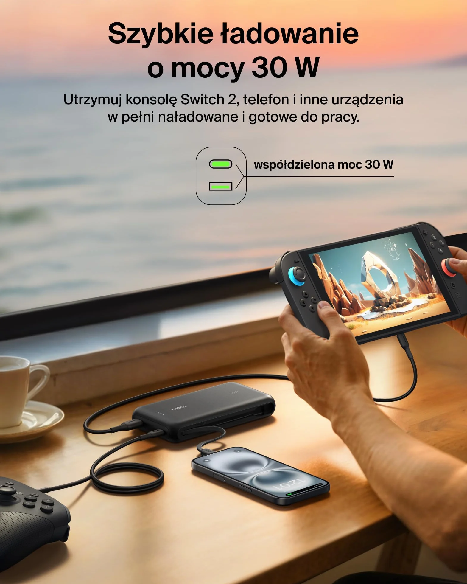 Belkin powerbank 30 W 20 000 mAh USB-C PD szybkie ładowanie czarny