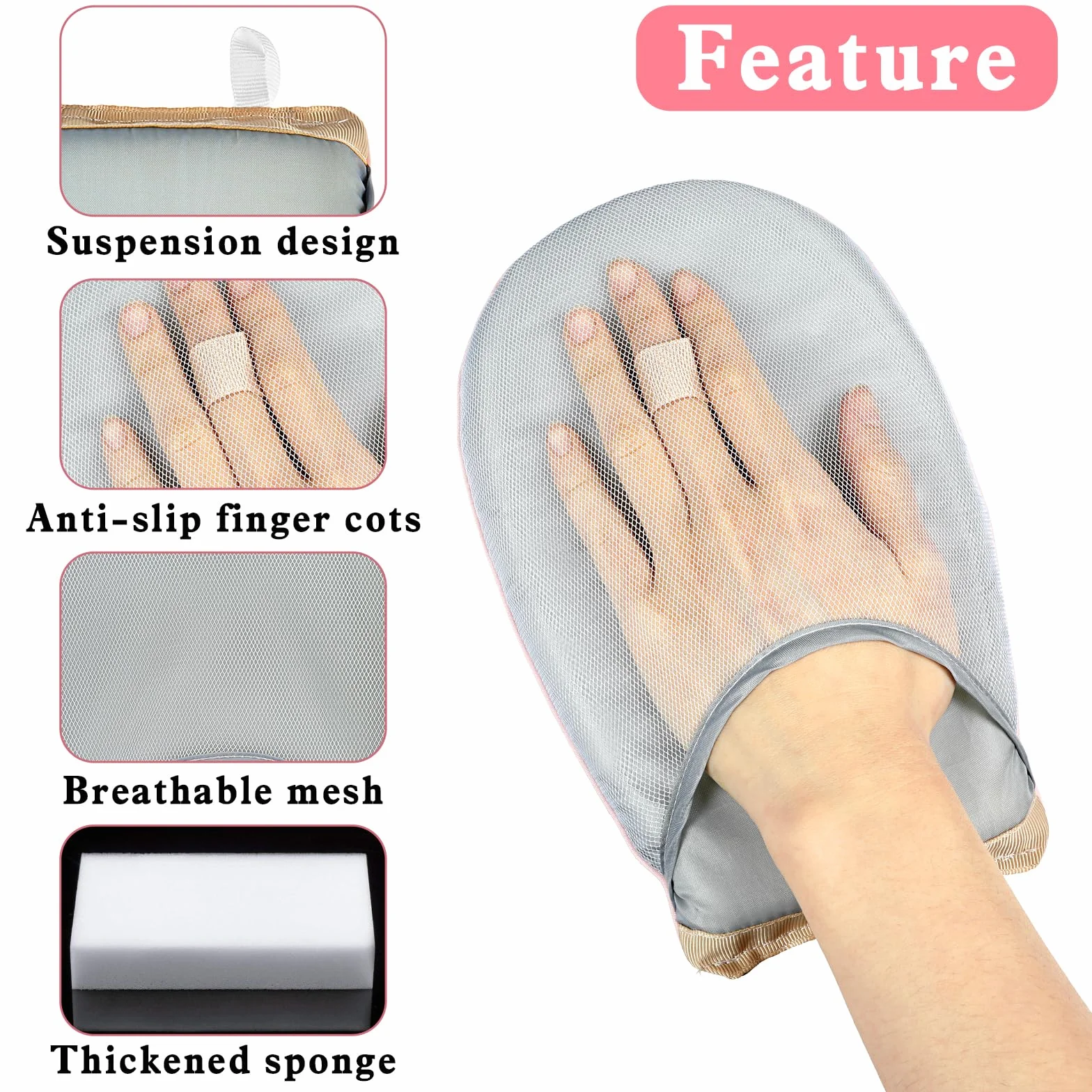 Andibro Garment Steamer rękawice do prasowania, parownica, ze szlufką na palec, wodoszczelne, odporne na wysokie temperatury, akcesoria do ubrań, koszulek, prasowania (różowe)