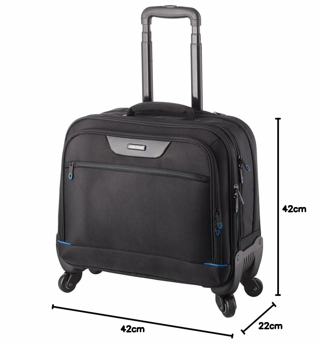 46116 Business Laptop Trolley Star, wózek biznesowy z wyściełaną kieszenią na laptopa w komorze głównej, rolli, 4 kółka, torba z kieszenią DIN A4, niebieski, czarny, nylon 1680D, ok. 42 x 42