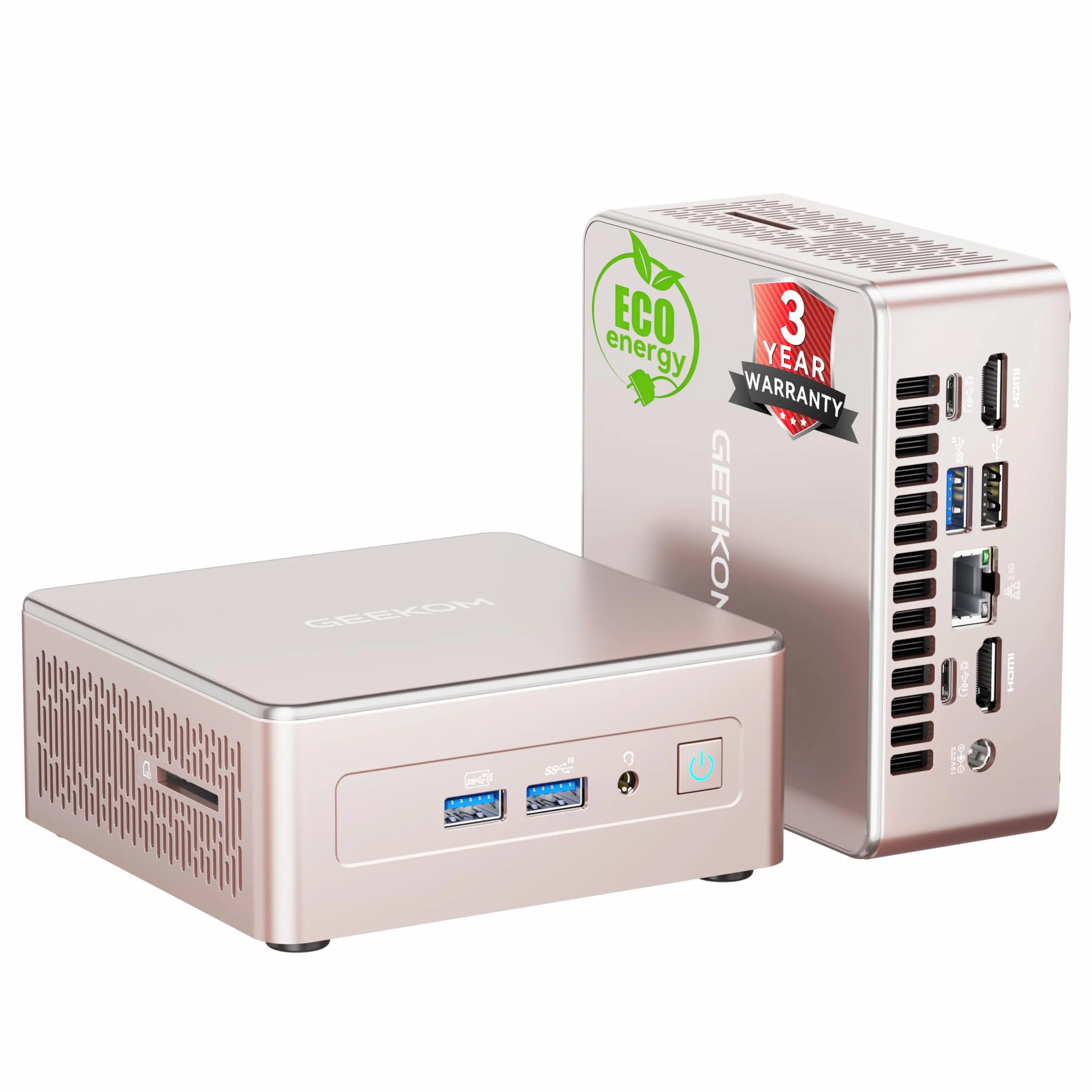 GEEKOM Mini PC A5 Z AMD Ryzen 5 7430U, 16 GB DDR4 RAM (Rozszerzalna), 512 GB SSD, Windows 11 Pro, Ultra Cichy Komputer, Dual HDMI, Wyjście 8K, Czytnik Kart SD, Do Biznesu I Biura