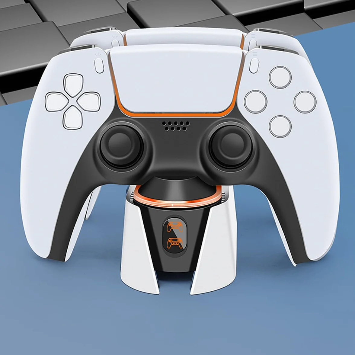 POFET stacja ładująca PS5 do kontrolera PS5 DualSense, stacja ładująca ze wskaźnikami RGB LED, wersja Tri-Protection RGB