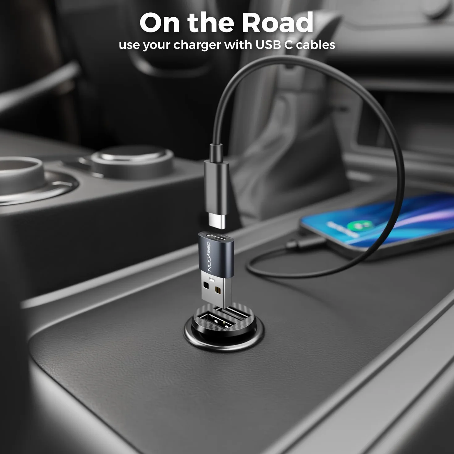 deleyCON Adapter USB-C (3 Szt.) - Gniazdo USB-C do Wtyku USB-A - do iPhone 17/16/15, iPad, Galaxy S25/S24/S23, A56, A16, Laptopa, Notebooka, CarPlay, ładowarki itp.
