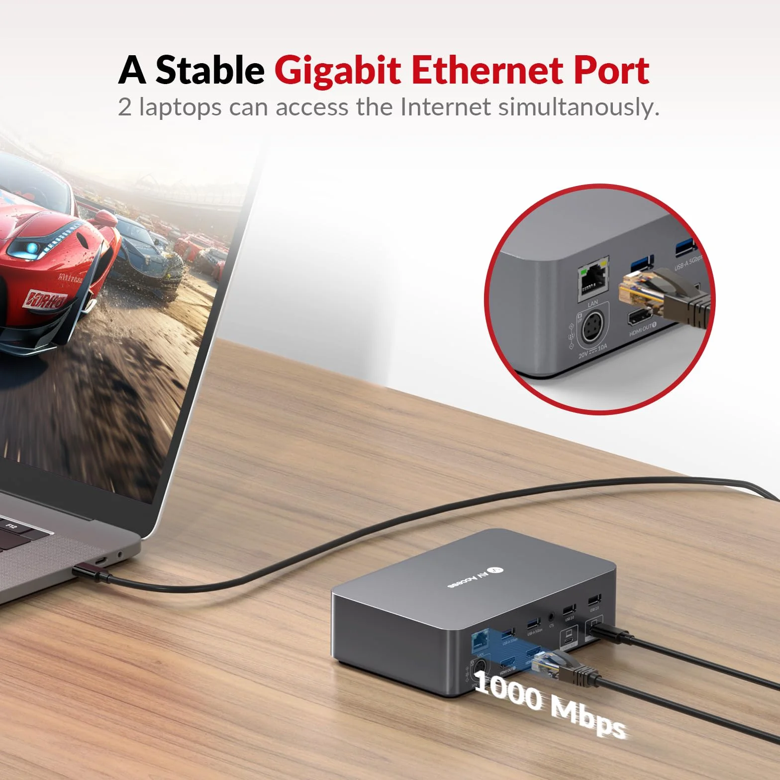 AV Access Stacja dokująca KVM Switch 2 monitory, 2 laptopy, podwójny monitor 4K KVM, 2 porty USB-C MST, 60 W PD do każdego komputera, 1G Ethernet, emulacja EDID, 2K przy 144Hz, 1080P przy 240Hz