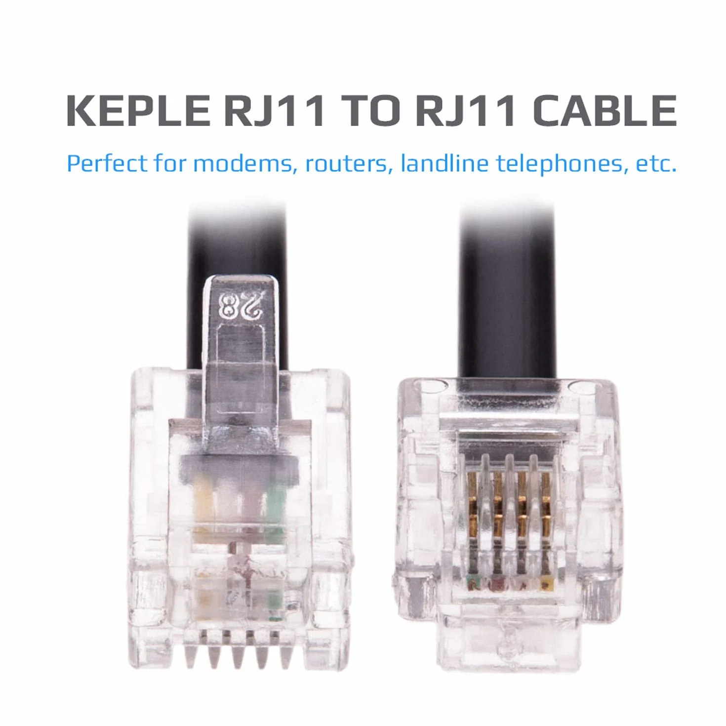 Keple 1 m kabel RJ11 ADSL przedłużacz przewód telefoniczny wtyczka telefoniczna BT Internet szerokopasmowy męski na męski router i modem do gniazda telefonu RJ11 / mikrofiltr / przewód stacjonarny
