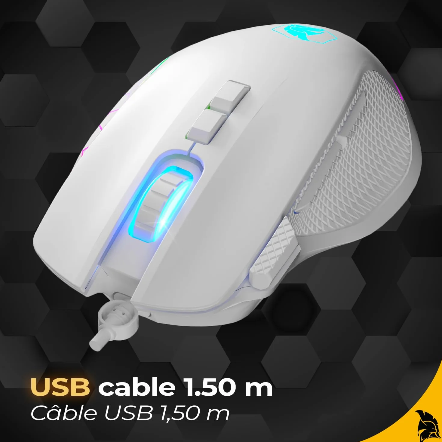 EMPIRE GAMING - 2025 Nowość - W905 Przewodowa Mysz Gamingowa - 12800 DPI 1000Hz - RGB - PS4, PS5, XboxOne/Series, PC i Mac - Oprogramowanie w Zestawie - 8 Programowalnych Przyciski (Biały)
