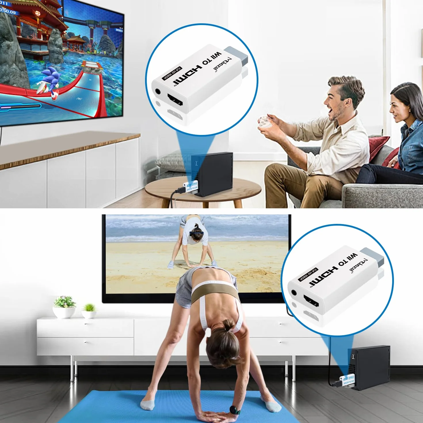 Adapter Wii HDMI, Mcbazel Wii na HDMI, konwerter adapterów wideo Full HD 1080P z audio 3,5 mm