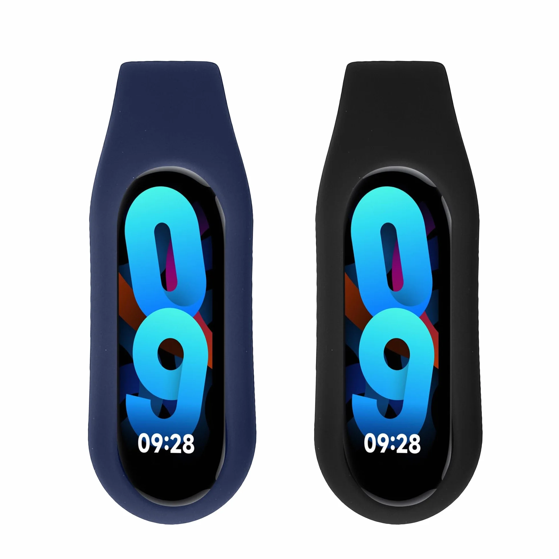 kwmobile 2 x uchwyty na klipsy kompatybilne z Xiaomi Mi Band 10/9 / 8 – zestaw zamienny z klipsem – czarny/ciemnoniebieski