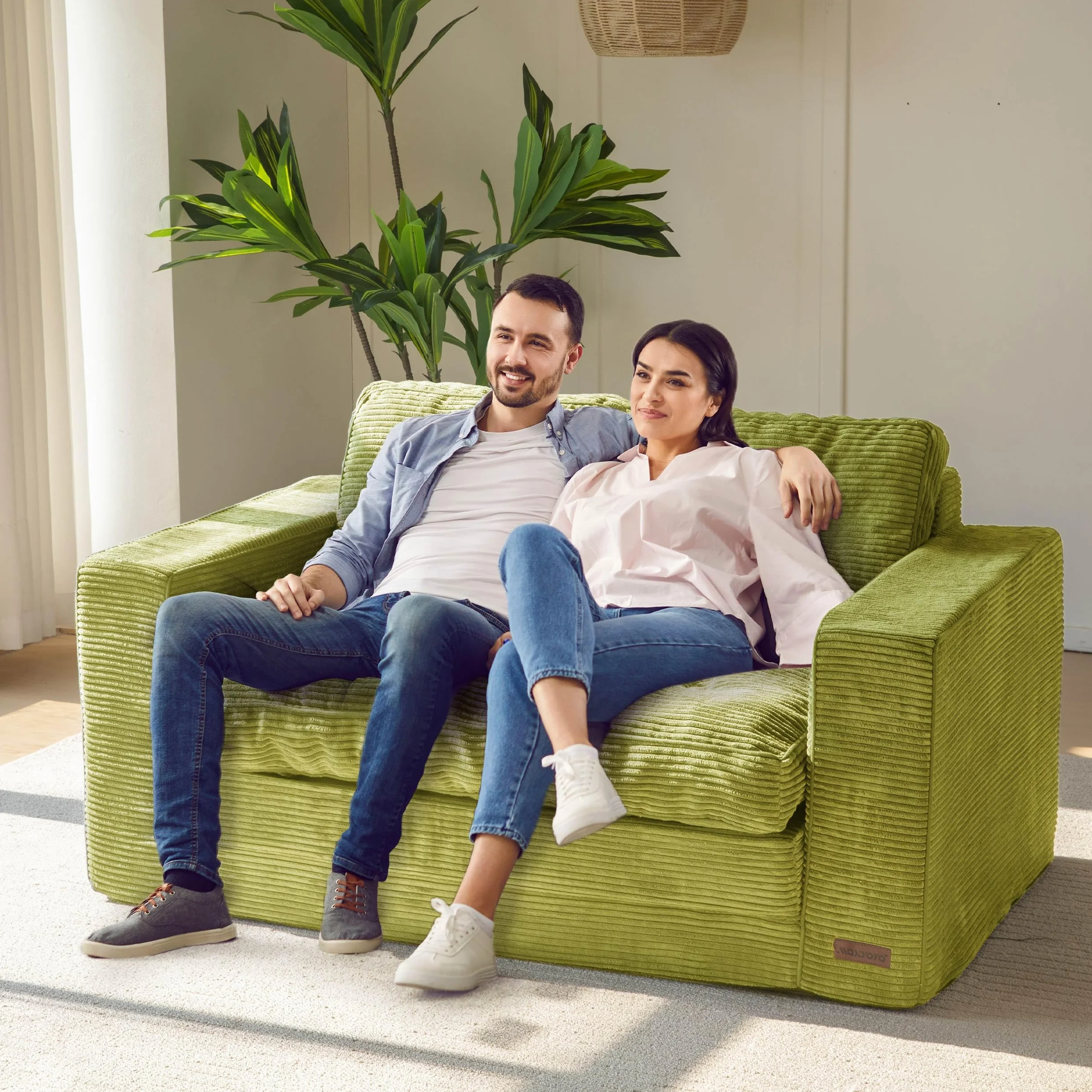MAXYOYO Sofa rozkładana 2 w 1 loveseat z pianki z poduszkami nowoczesne pikowanie