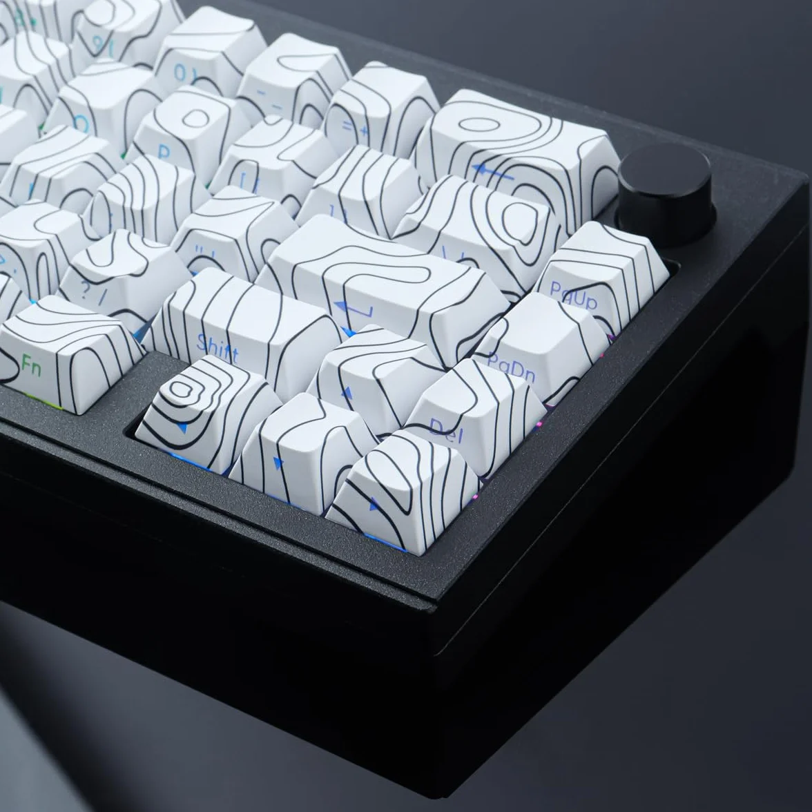 Sunzit Custom Keycaps zestaw 135 klawiszy PBT, Cherry Profile Dye-Sub White Topographic Keycaps do Cherry MX Switches ISO/ANSI UK, mechaniczna klawiatura gamingowa