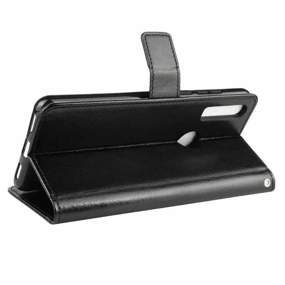 Generico Pokrowiec kompatybilny z ALCATEL 3X (2019) 5048U 5048Y STOUBA KSIĄŻKA Z Klapką Magnetyczną ŻEL SILIKON TPU Odporny Na Wstrząsy Case ECO Matte Leather Portfel na karty (czarny)