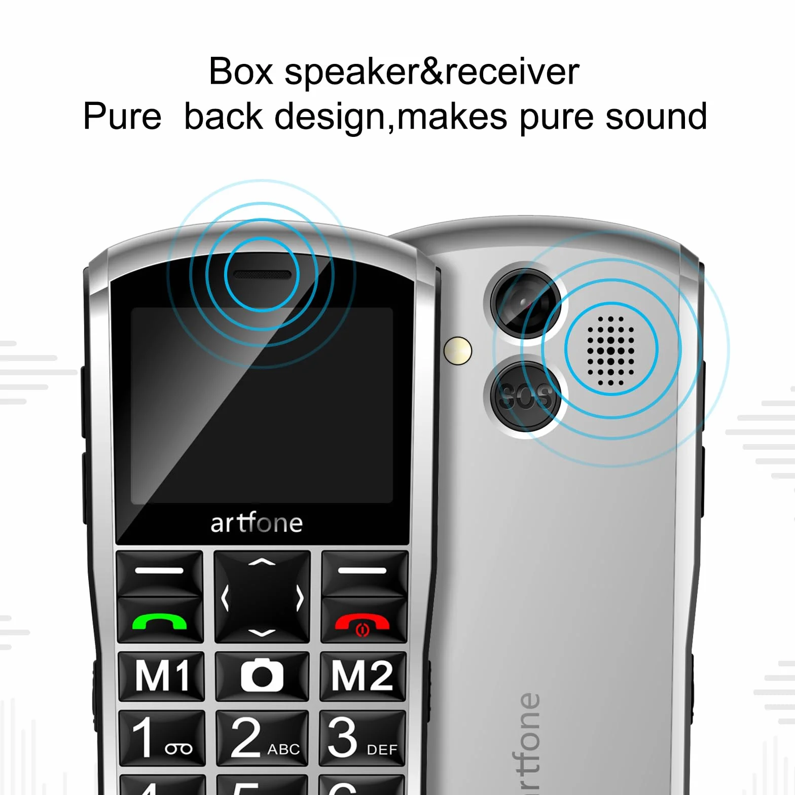 artfone Telefon komórkowy 4G dla seniorów bez umowy, telefon komórkowy dla emerytów, duże przyciski, akumulator 1800 mAh, telefon komórkowy dla seniorów, Dual Nano SIM,przycisk SOS, stacja ładująca
