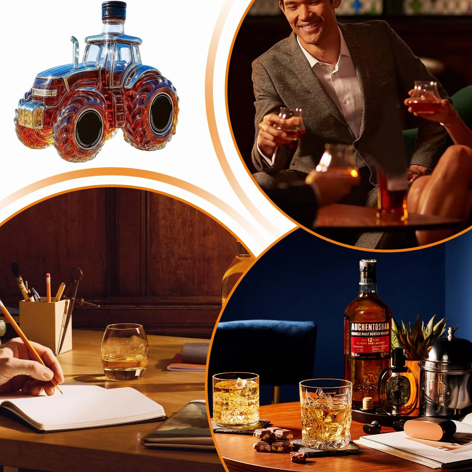 Butelki na alkohol | 300 ml dozownik alkoholu w kształcie traktora - dozownik do butelek wódki whisky, do napojów brandy burbon, rodzinne spotkanie, przyjęcie, Boże Narodzenie, wesela