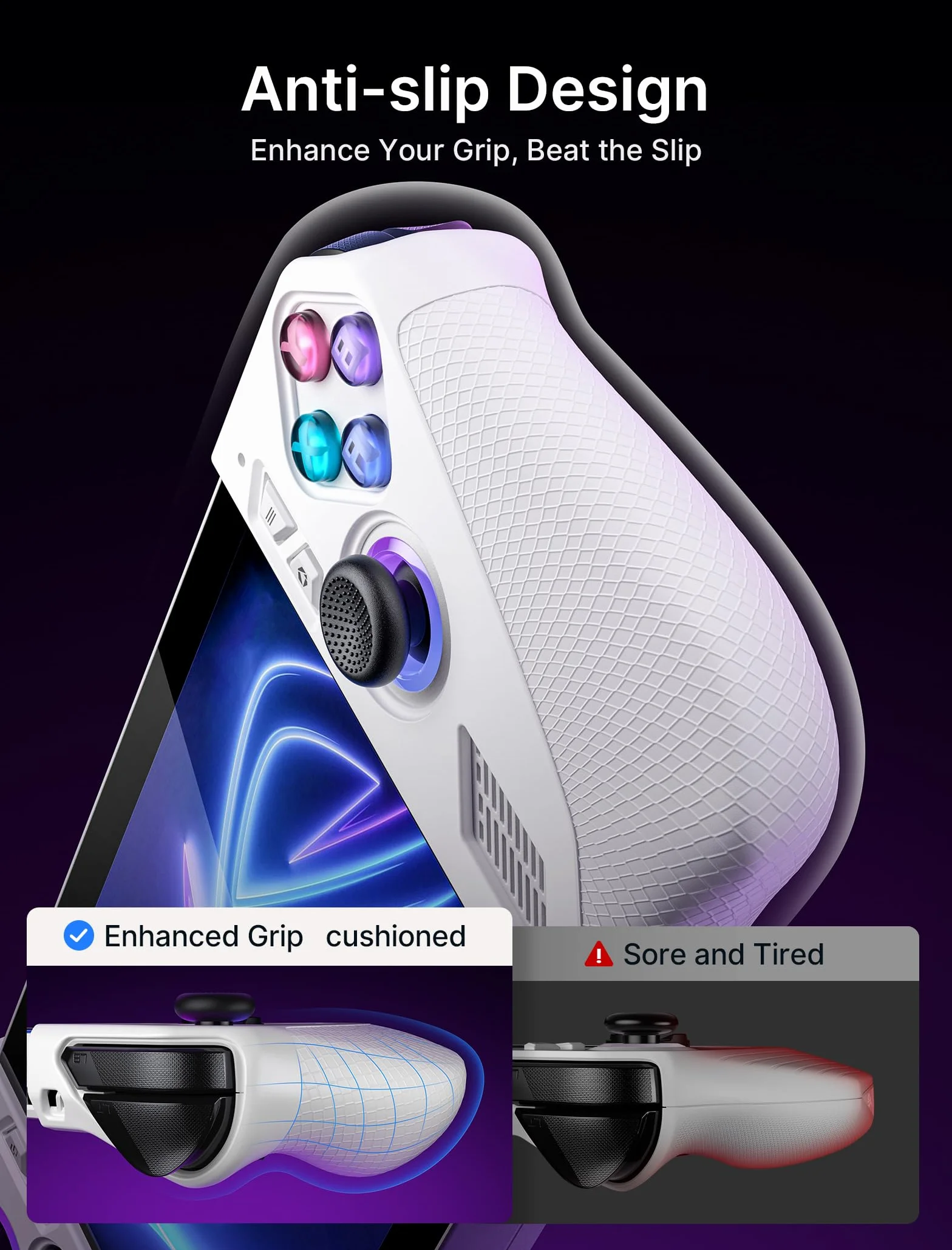 JSAUX Silikonowe etui ochronne kompatybilne z ROG Ally, ROG Ally Grip Skin, ROG Ally Grip Skin, nakładki na kciuki, Back Button Sticky Pad, silikonowe etui, akcesoria Asus Rog Ally 2023 - PC0201