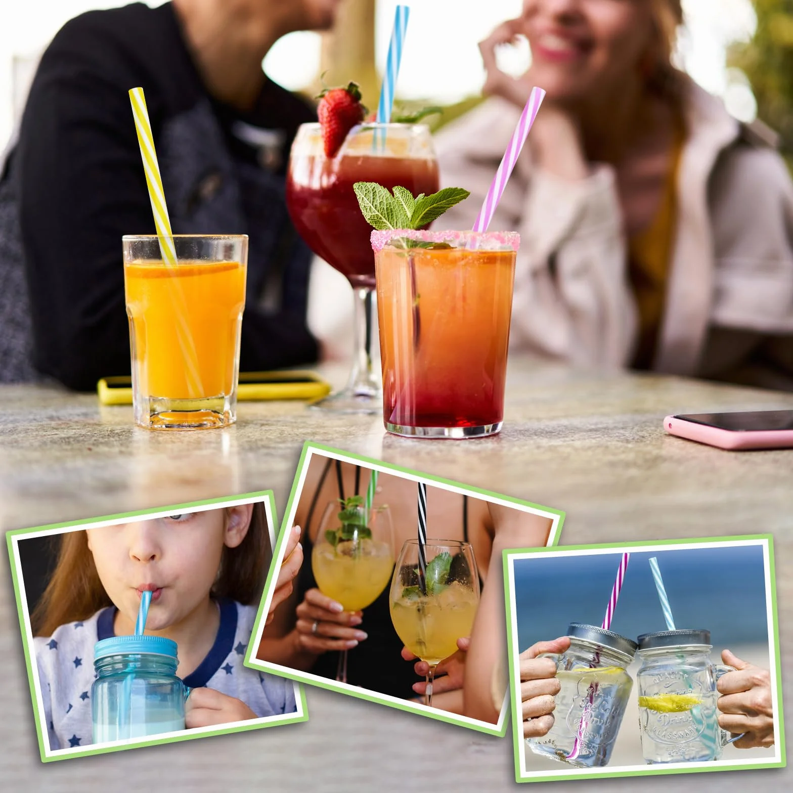 60sztuk słomek wielokrotnego użytku, plastikowe słomki ze szczotką słomkową, do koktajli, soków, koktajli i gorących napojów (długość 9,06 cala, średnica 0,28 cala)