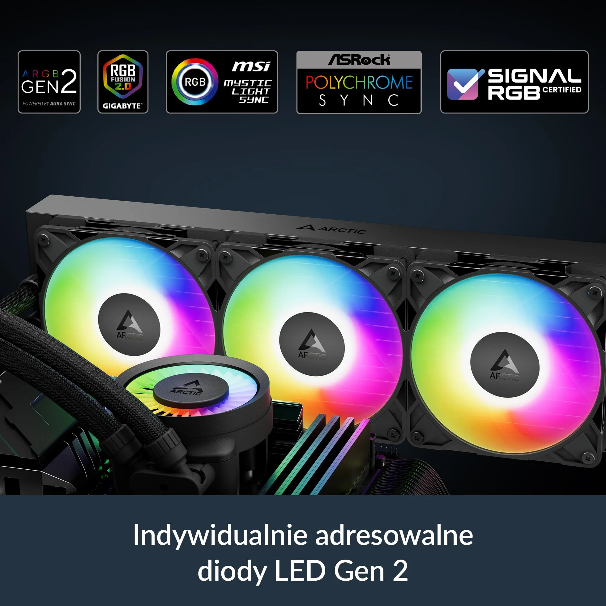 ARCTIC Liquid Freezer III Pro 360 A-RGB - Chłodnica Procesora AIO, 3 x 120 mm Chłodzenie Wodne, Grzejnik 38 mm, Pompa PWM, Wentylator VRM, AMD AM5/AM4, Intel LGA1851/1700 Rama Kontaktowa - Czarny