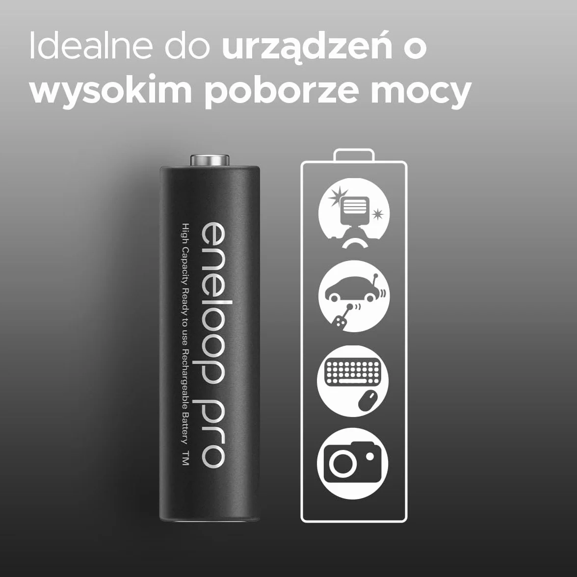 Panasonic eneloop pro | Ready-to-Use Ni-MH akumulatory, AA/Mignon, 4 sztuki w zestawie, min. 2500 mAh, 500 cykli ładowania, niski stopień samorozładowania w opakowaniu bez tworzyw sztucznych, Czarny
