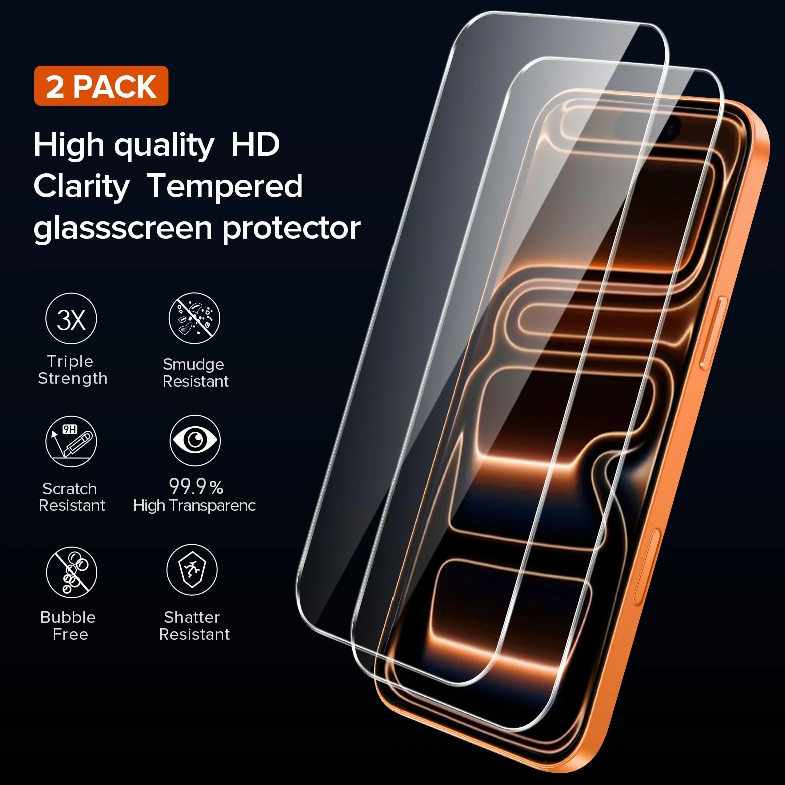 iVoler Przezroczyste etui do iPhone 17 Pro, 1 etui + 2 szkła hartowane, ochrona wojskowa, odporne na wstrząsy