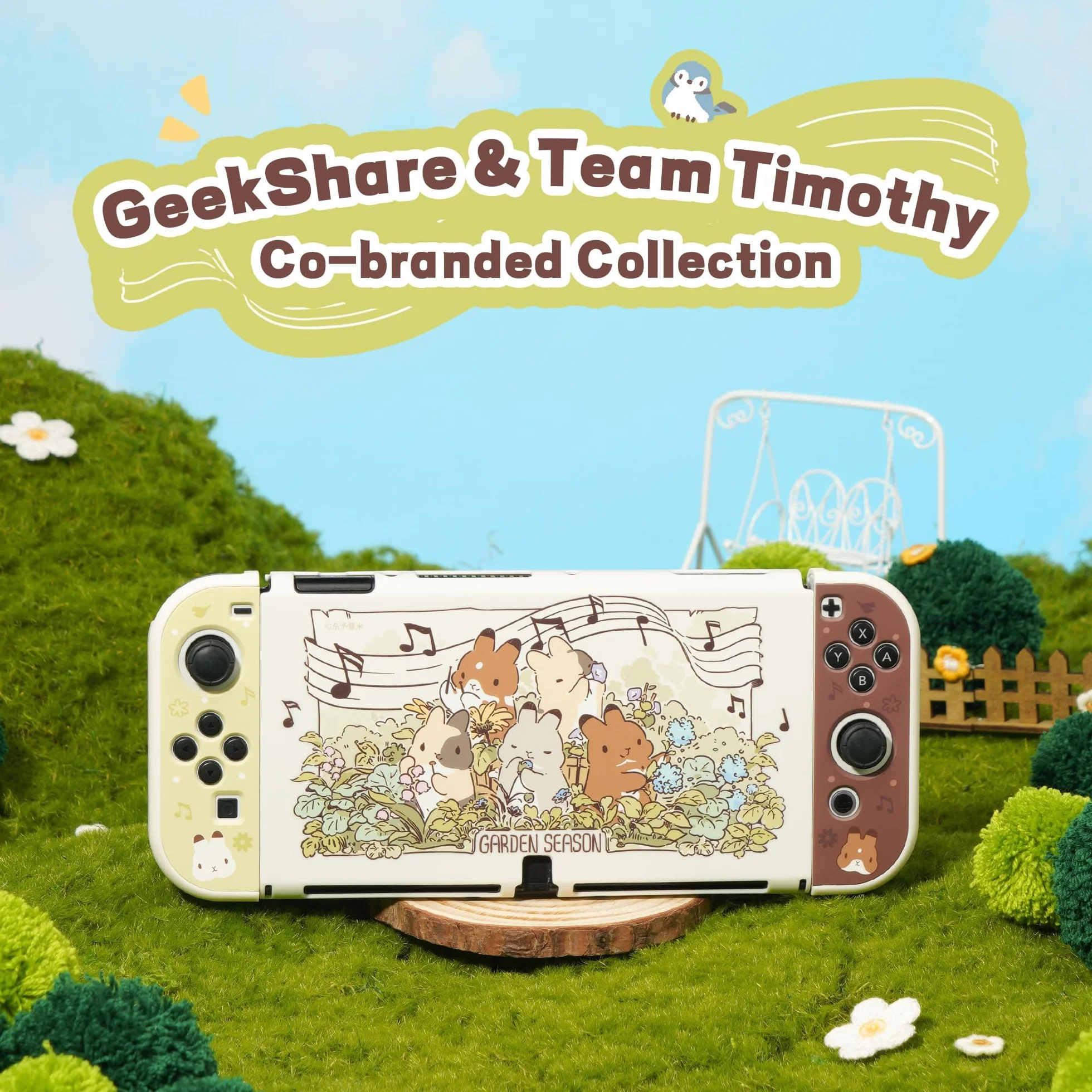 GeekShare Obudowa ochronna Slim Cover Case Kompatybilna z Switch OLED - Dockable Cover Hard PC Obudowa ochronna, Garden Season