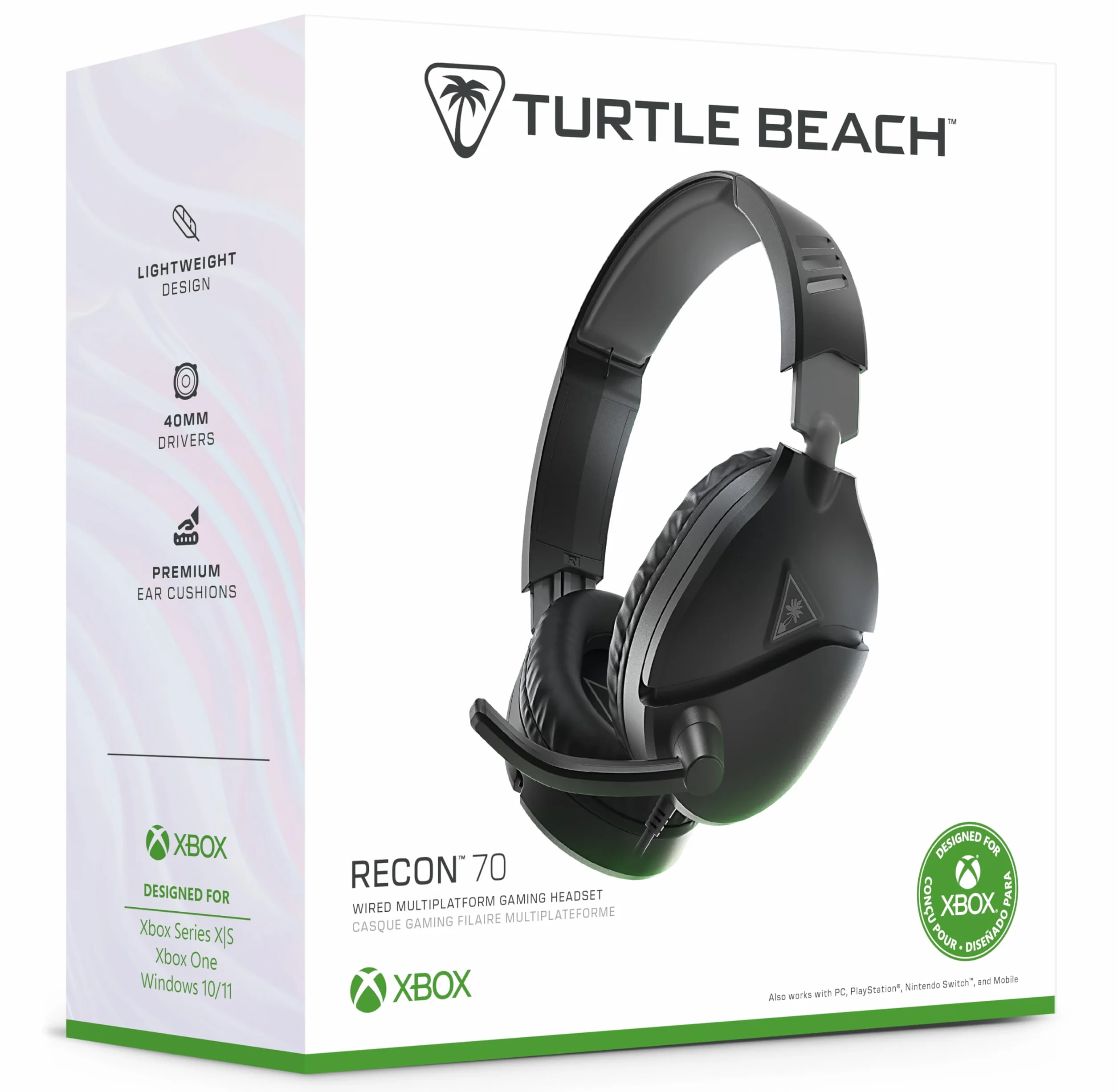 Turtle Beach Recon 70 Czarny Xbox Wieloplatformowe Słuchawki Gamingowe for Xbox Series X|S, Xbox One, PS5, PS4, Nintendo Switch, PC and Mobile