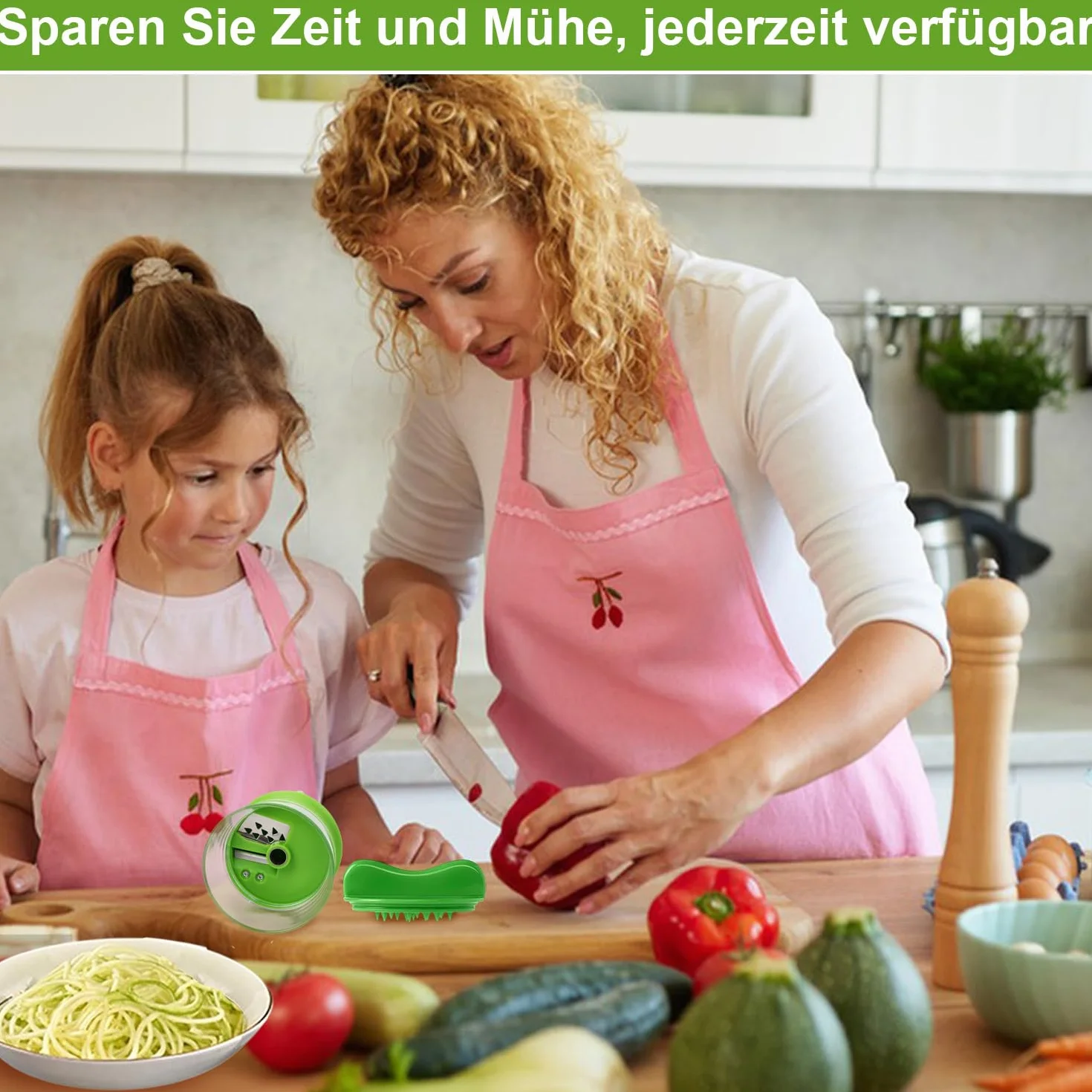 Onperpoe Krajalnica spiralna do warzyw, 4 w 1, ręczna krajarka do warzyw, szatkownica do warzywnego spaghetti, cukinii, spaghetti, warzyw, makaronu, spirali, marchewki, ogórków, ziemniaków, dyni