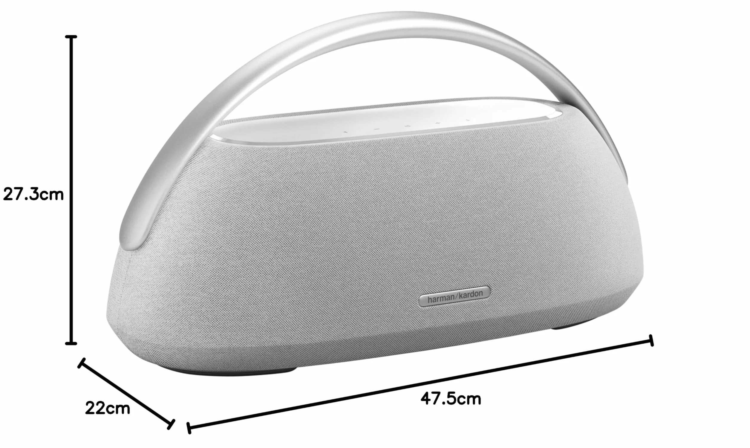 Harman Kardon Go+ Play 3 Bezprzewodowy Głośnik Bluetooth z Mikrofonem, USB, Wbudowanym Akumulatorem, 8h Odtwarzania i Dźwiękiem Stereo, Szary
