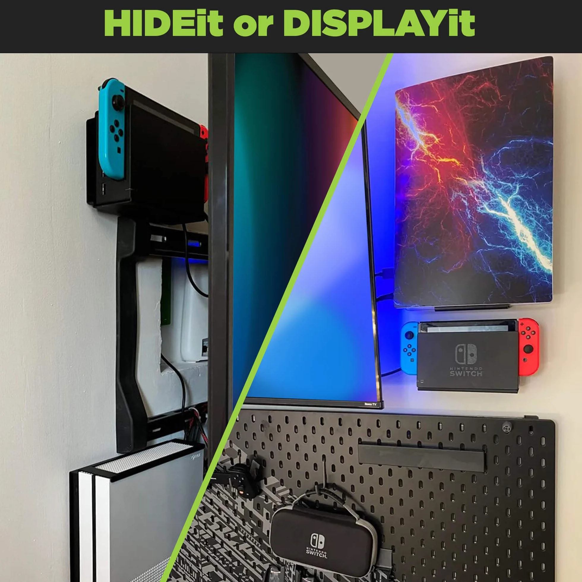 HIDEit Mounts Nintendo Switch Wall Mount Steel Bracket for Switch & Switch OLED