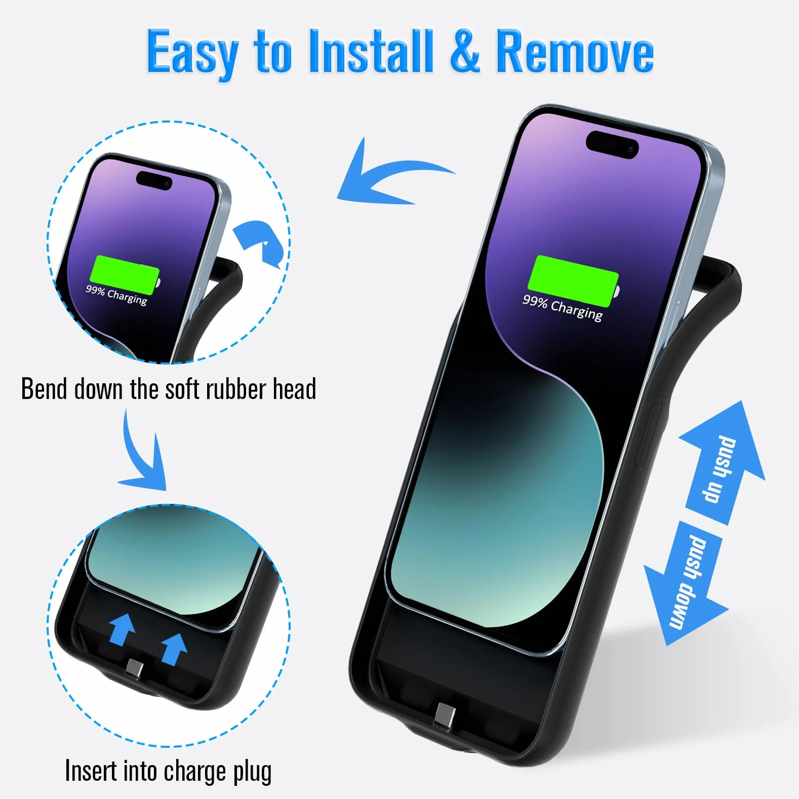 etui z akumulatorem na iPhone 15 (6,1"), 8500 mAh, 15 W Power Bank, etui z dodatkowym akumulatorem, etui na telefon z ładowarką, etui na akumulator, etui z ładowarką na iPhone 15, etui z