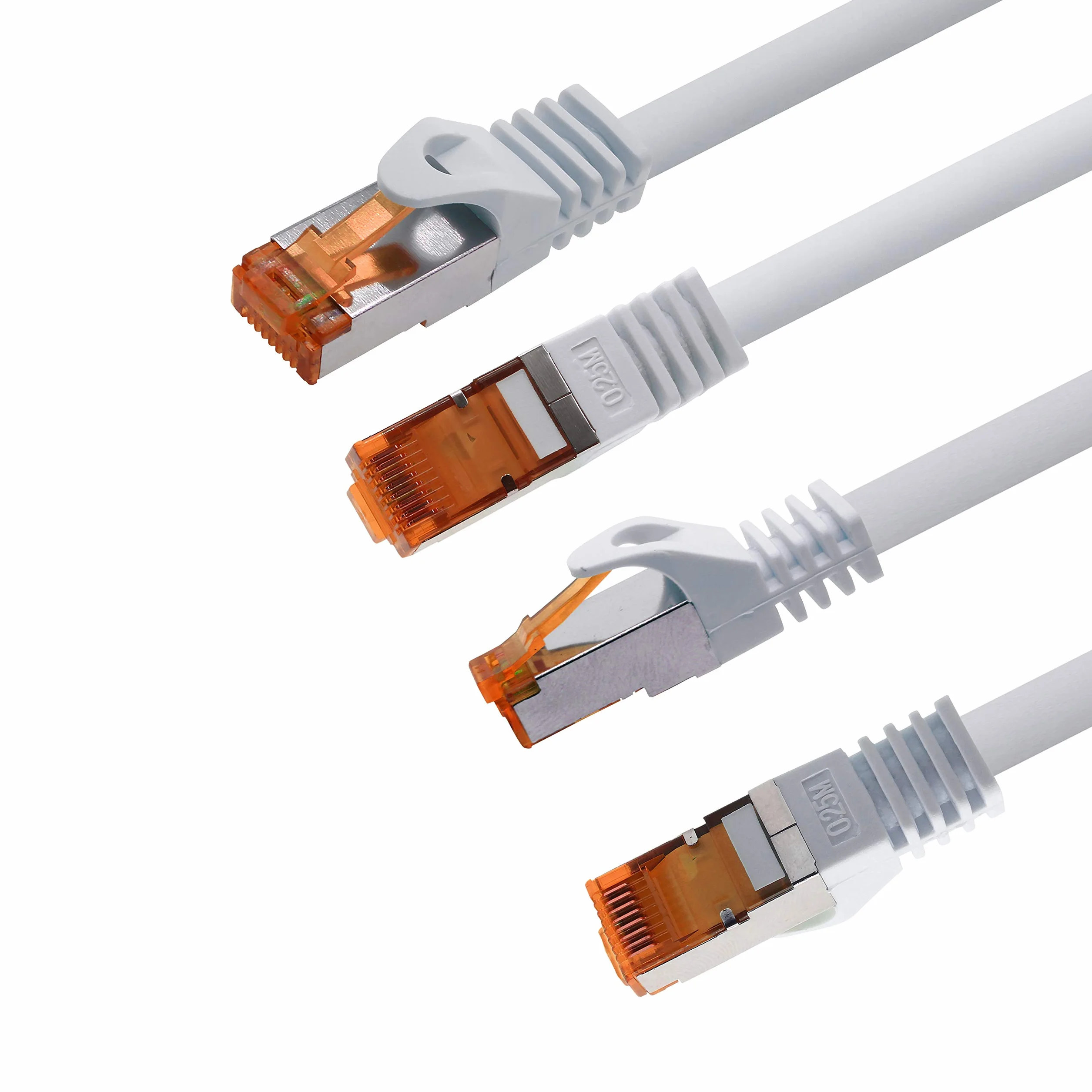 1aTTack.de 0,5 m - Kabel sieciowy Cat.7 biały - 5 sztuk Kabel Gigabit Ethernet LAN 10000 Mbit Kabel Cat7 S FTP PIMF ekranowany LSZH Surowy kabel Cat.7 Rj45 Cat 6a wtyczka - 5 x 0,5 metra