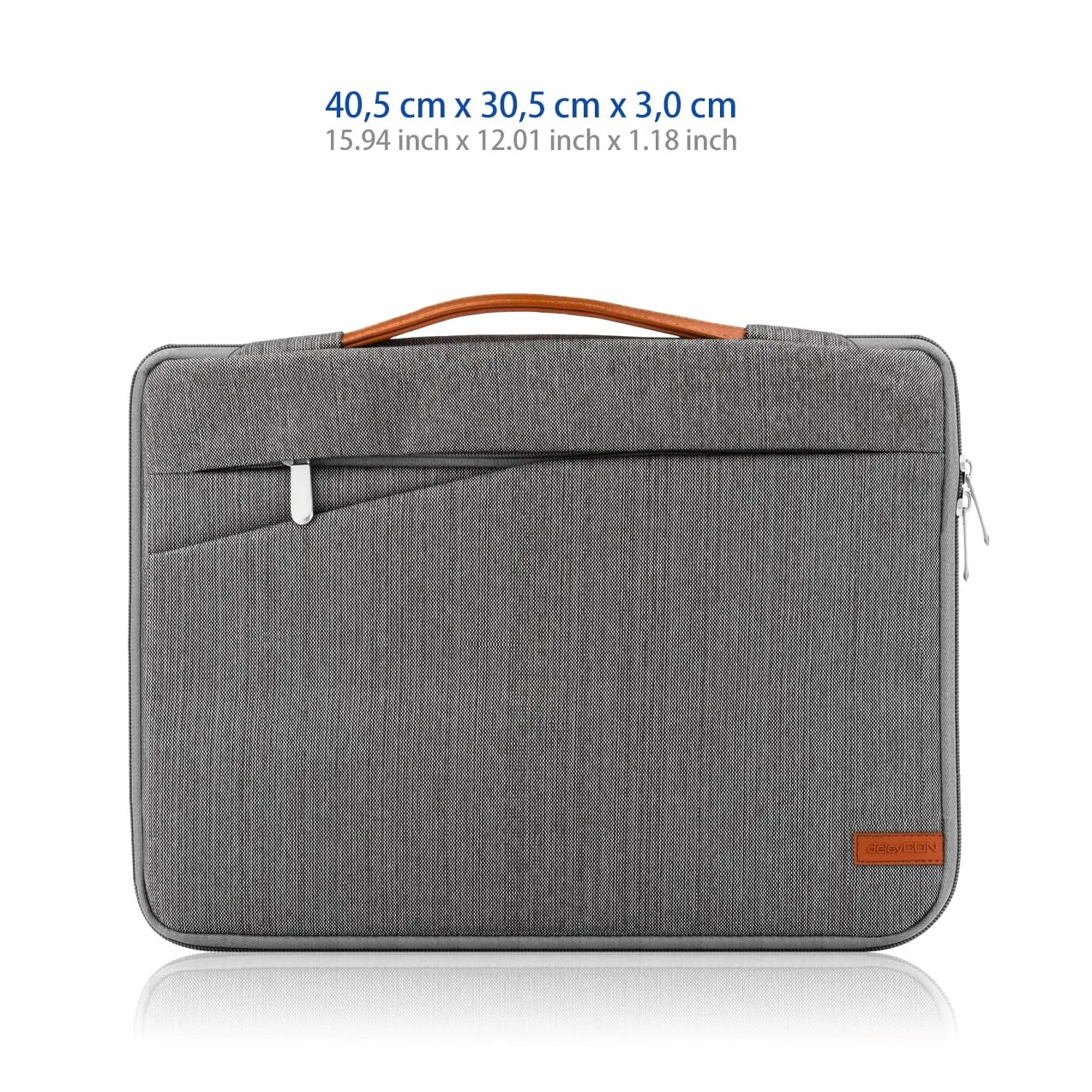 deleyCON 14" - 15,6" Torba na Laptopa Pokrowiec Ochronny na Laptopa Netbook (35,56 cm - 39,62 cm) Wykonana z Wytrzymałego Nylonu 2 Przegródki na Akcesoria Wzmocnione Wyściełane Ściany - Szara
