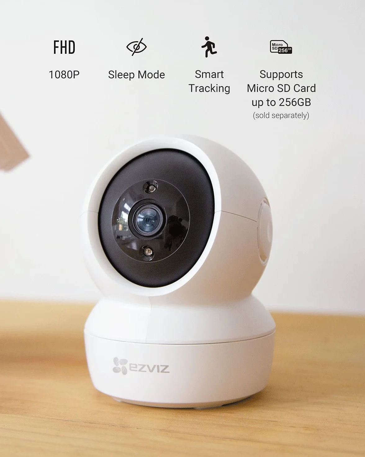 EZVIZ C6N Wewnętrzna kamera nadzorująca WiFi 1080p, 360° Pan/Tilt, WiFi 2,4 Ghz, inteligentne noktowizory z inteligentnym podczerwienią, automatyczne wykrywanie ruchu i śledzenie, dwukierunkowy dźwięk