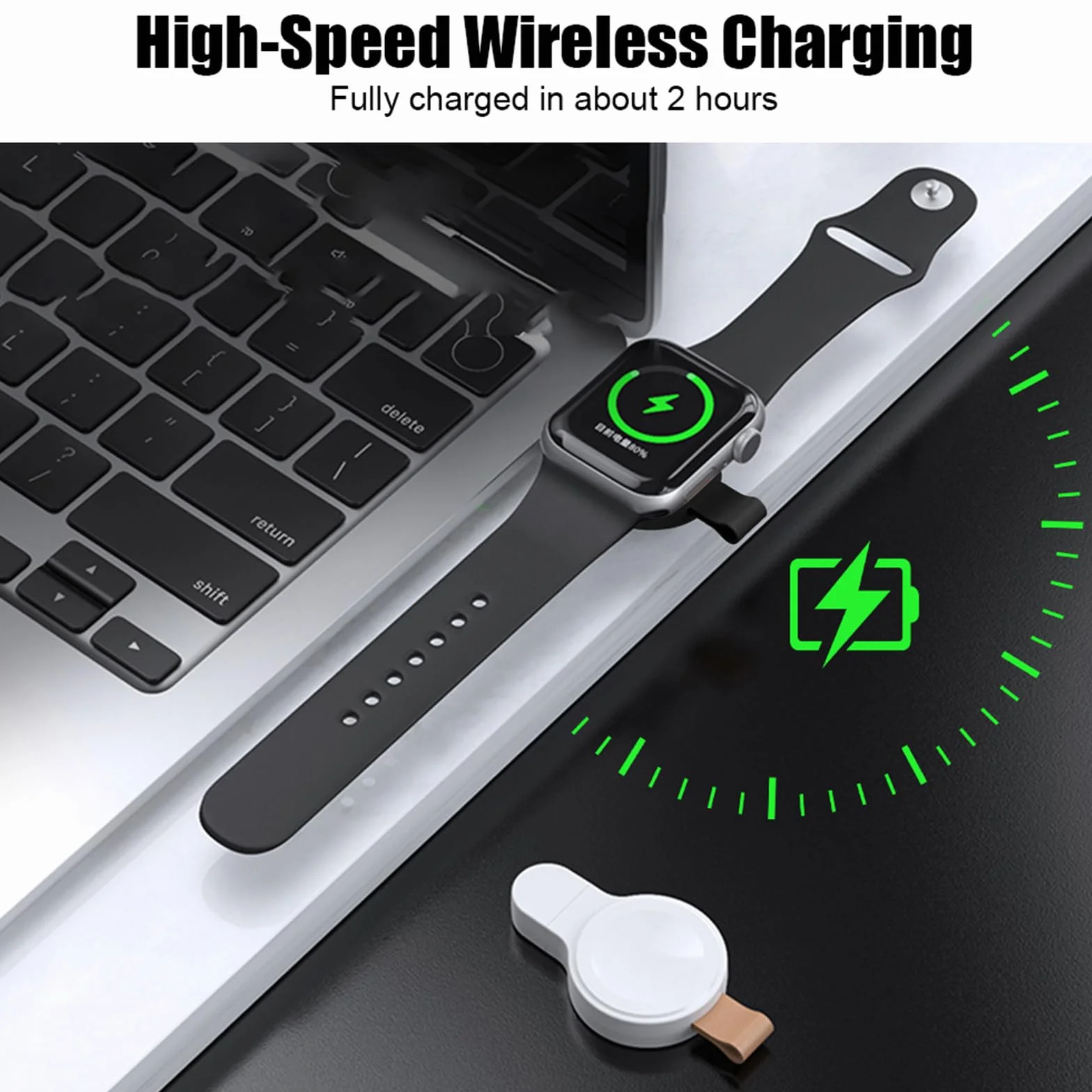 Flintronic Ładowarka do Apple Watch, Przenośny kabel ładujący do Apple Watch, Przenośne bezprzewodowe ładowarka USB-C, Magnetyczne ładowarka podróżne dla Apple Watch serii 10/9/8/Ultra/7/SE/6/5/4/3/2