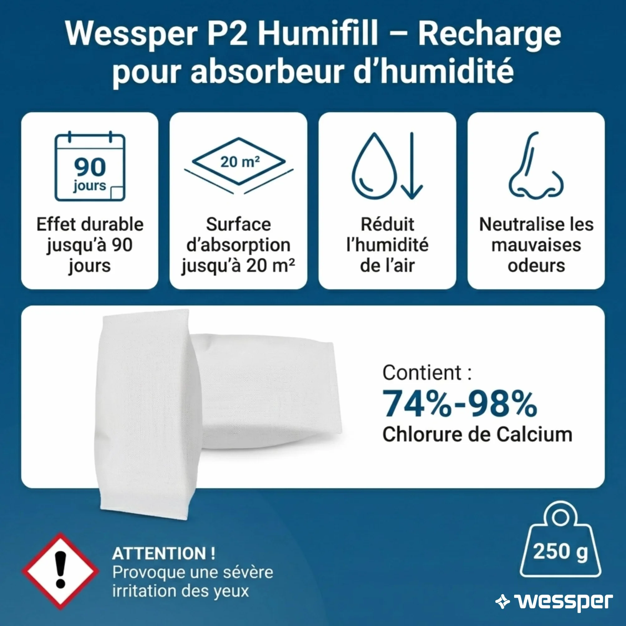 Wessper worek uzupełniający do osuszacza powietrza granulat 250 g