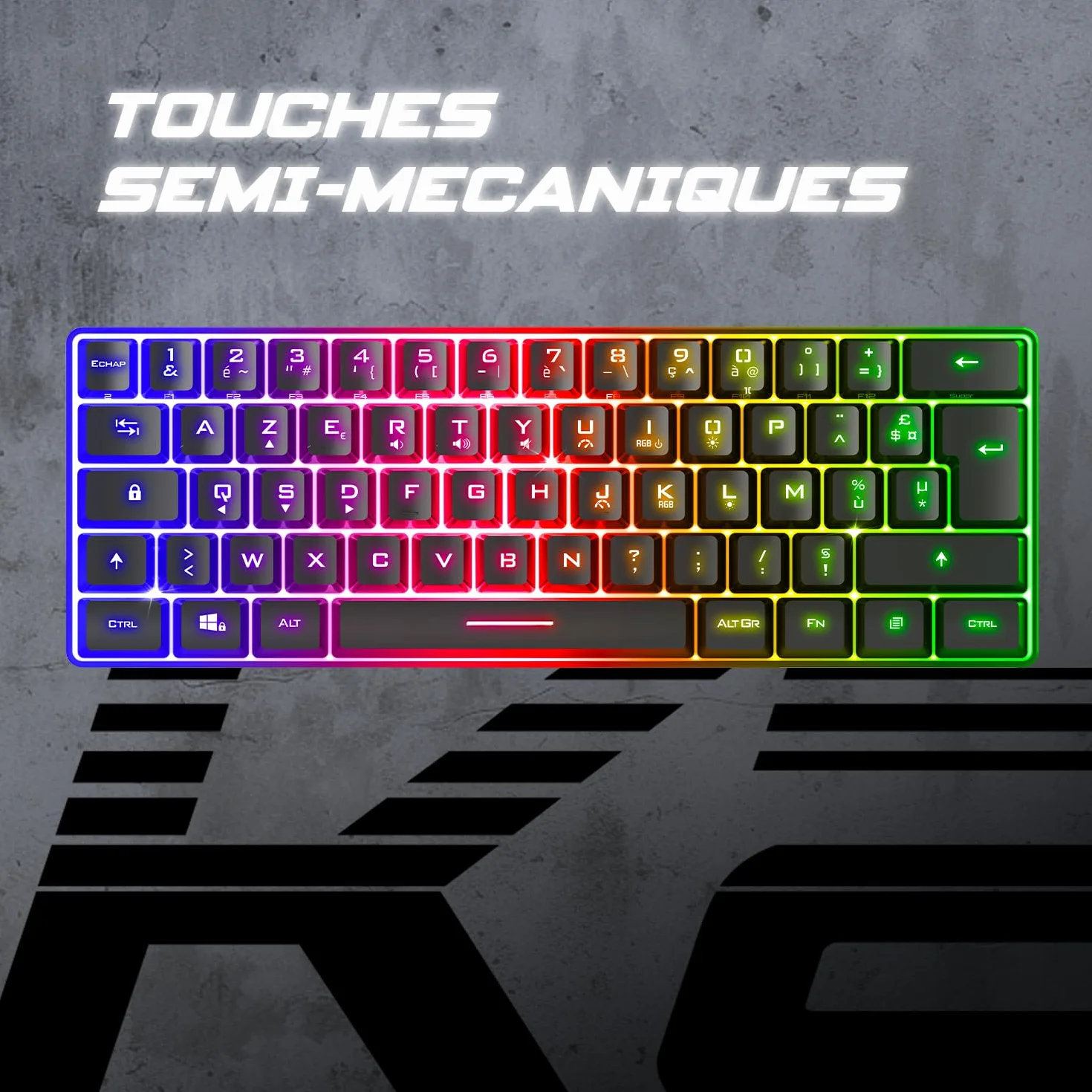 Spirit Of Gamer Pro K2 pół-mechaniczna przewodowa klawiatura gamingowa TKL 60% 62 klawisze antyghosting RGB czarna