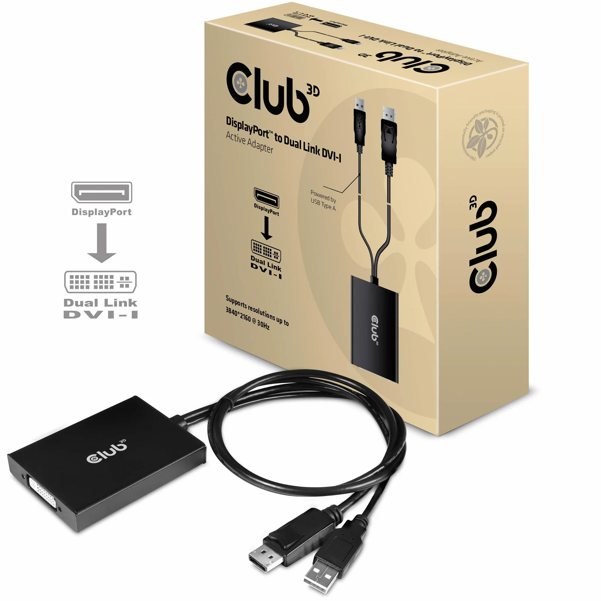 Club 3D CAC-1010 aktywny adapter DisplayPort na DVI-D HDCP ON